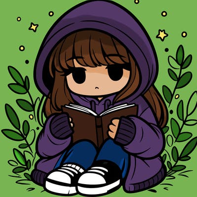 girl in oversized hoodie reading a book