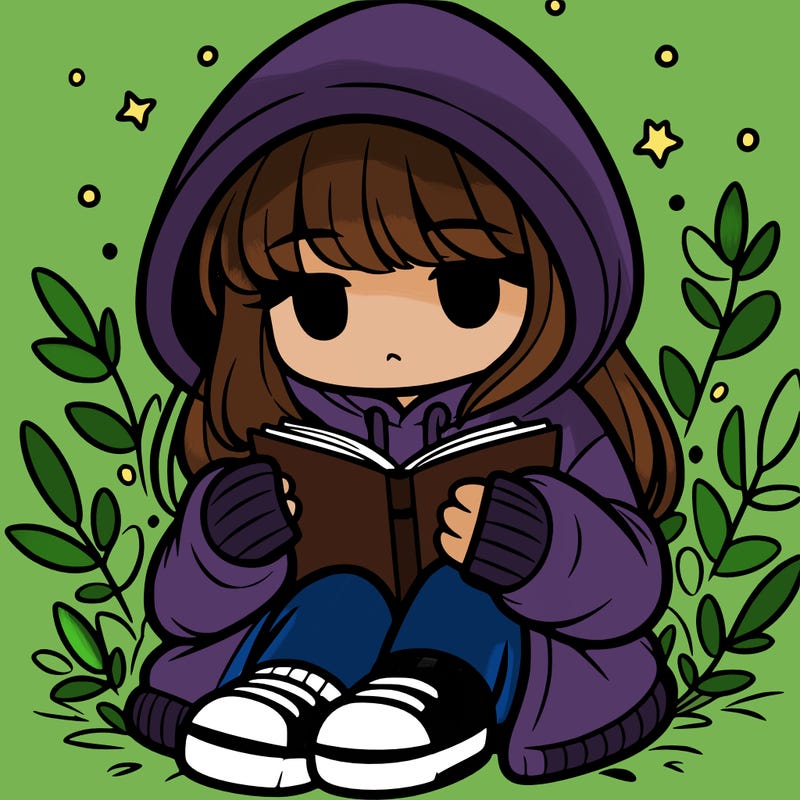 girl in oversized hoodie reading a book