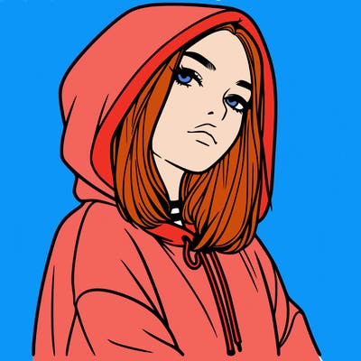 a realistic girl in a hoodie