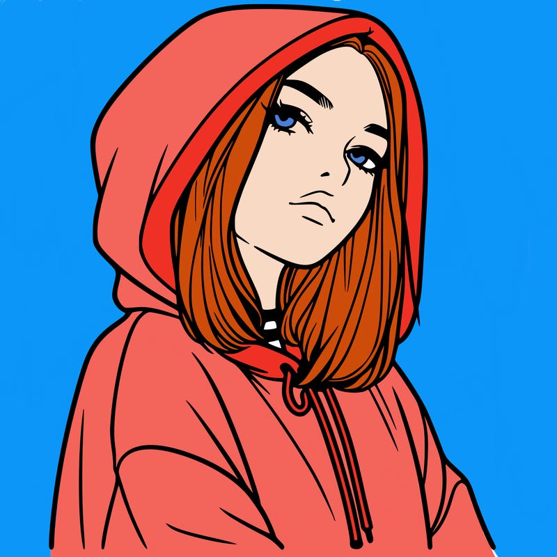 a realistic girl in a hoodie