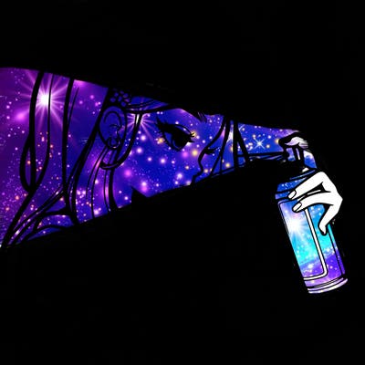 a realistic girl spray painting