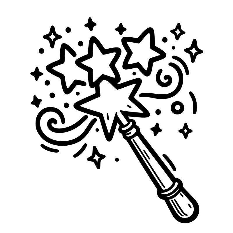 magic wand creating stars