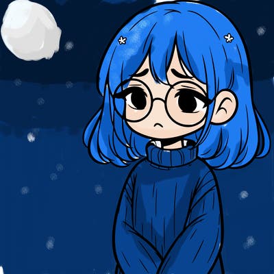 sad girl with glasses in a sweater