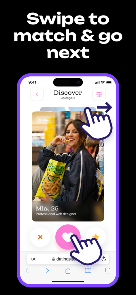 AutoClicker app interface demonstrating automated swiping and tapping on a dating site.