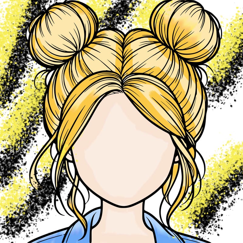 realistic girl with buns on the top of her hair