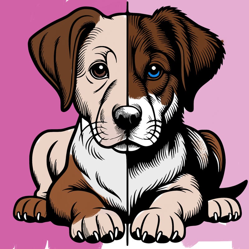 realistic dog split picture