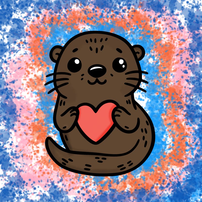 otter with a heart