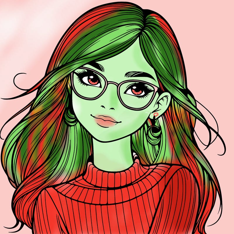 realistic girl with glasses