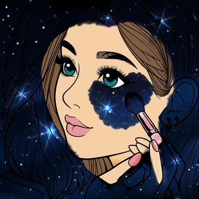 a realistic girl doing her makeup