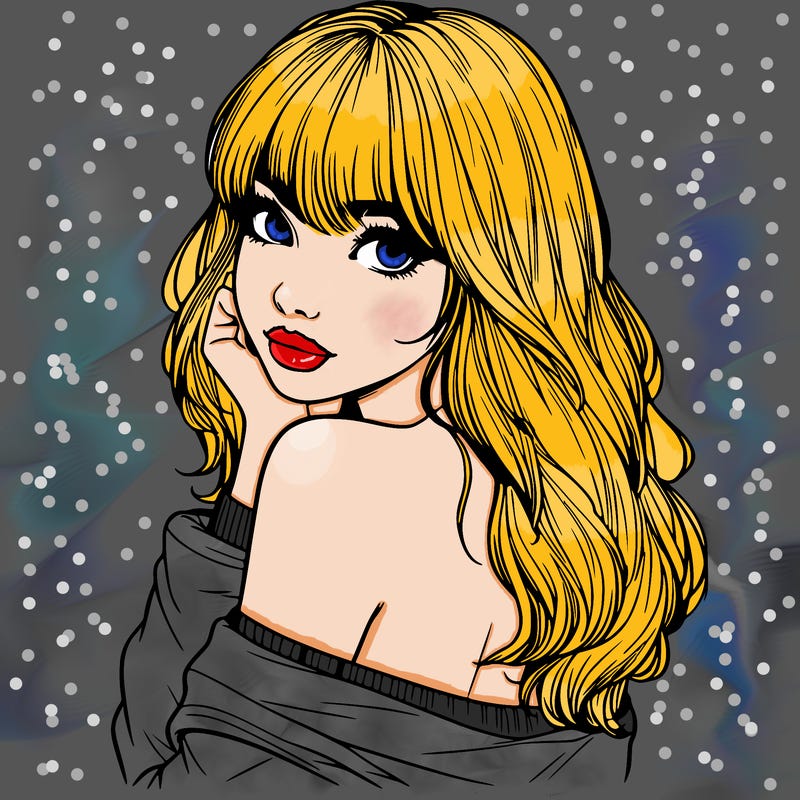 realistic girl with bangs looking over her shoulder