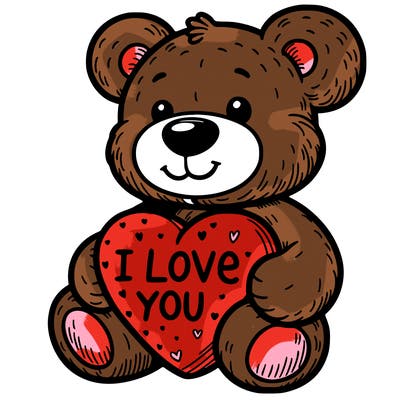 teddy bear holding an i love you heart