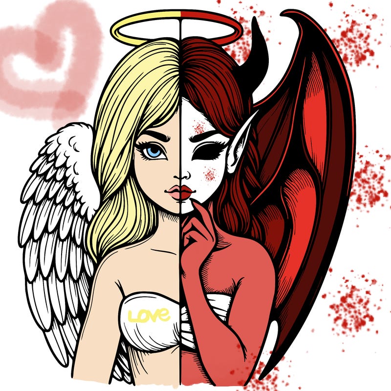 realistic angel half demon