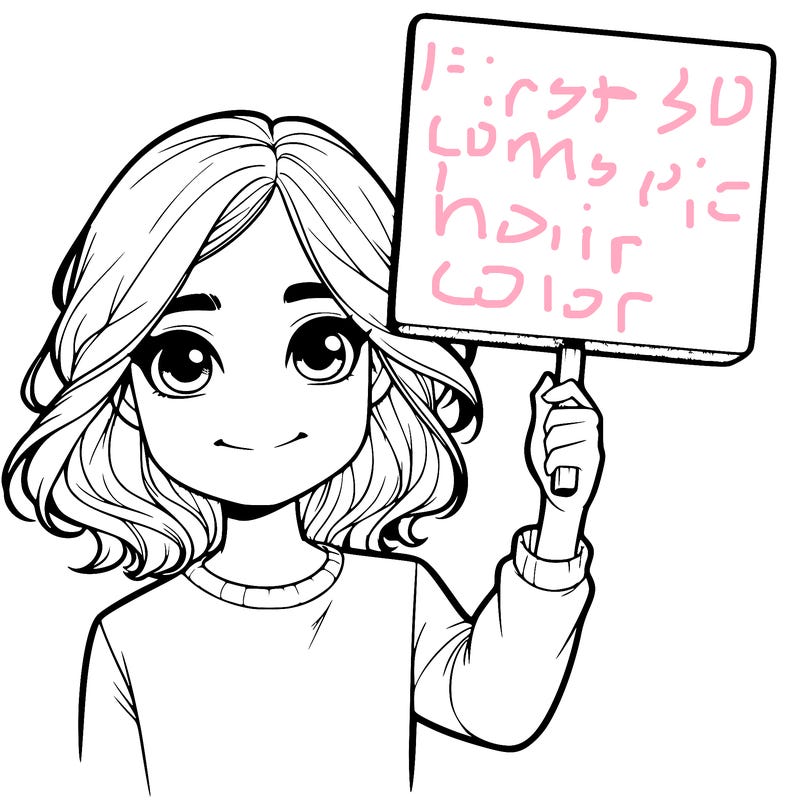 realistic girl holding up a sign