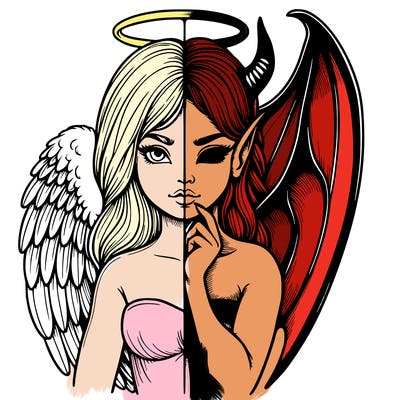 realistic angel half demon