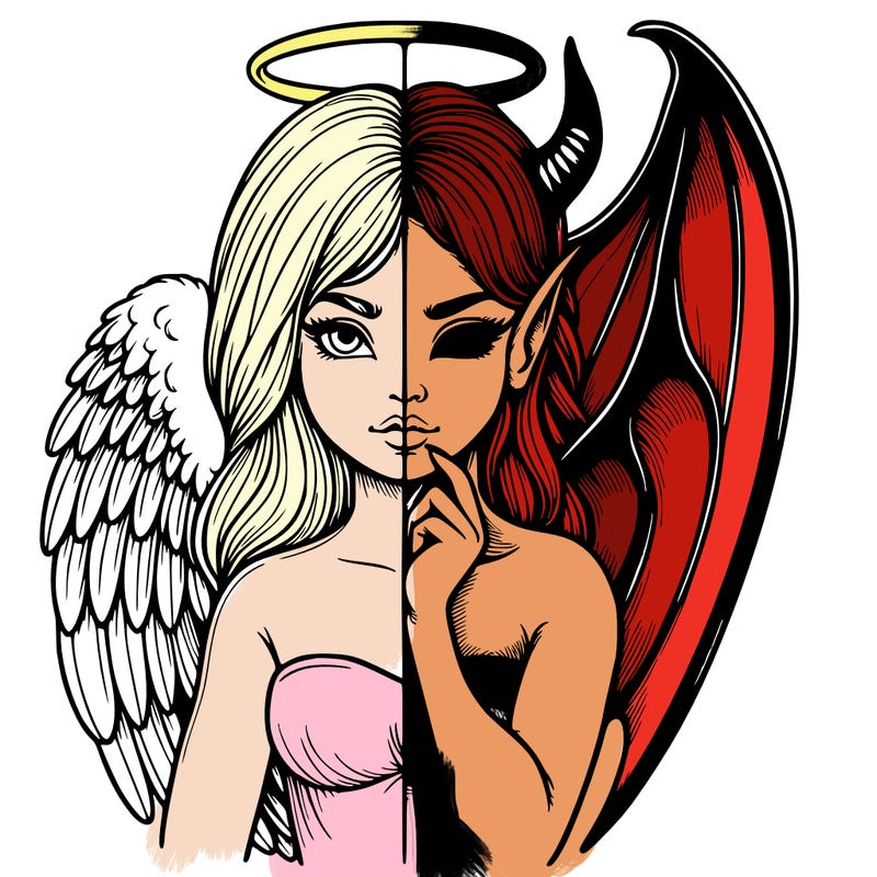 realistic angel half demon