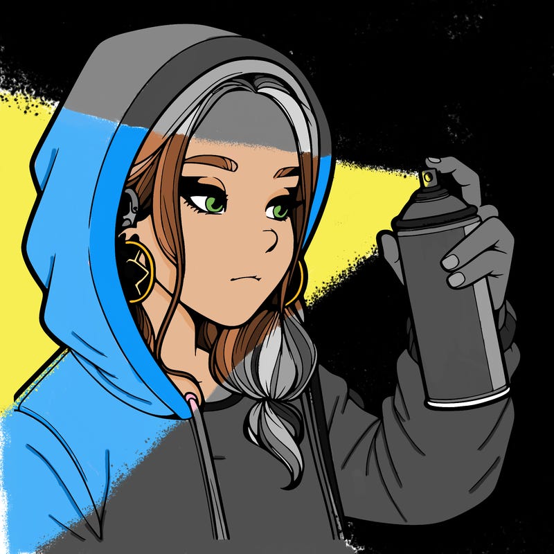 a realistic girl, spray painting