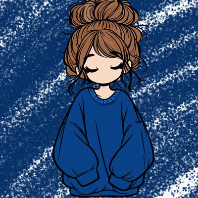 girl with baggy sweatshirt and messy bun