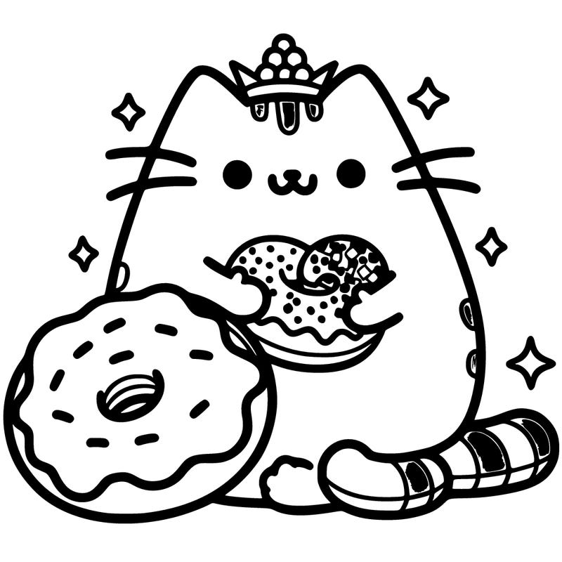 pusheen with dounuts