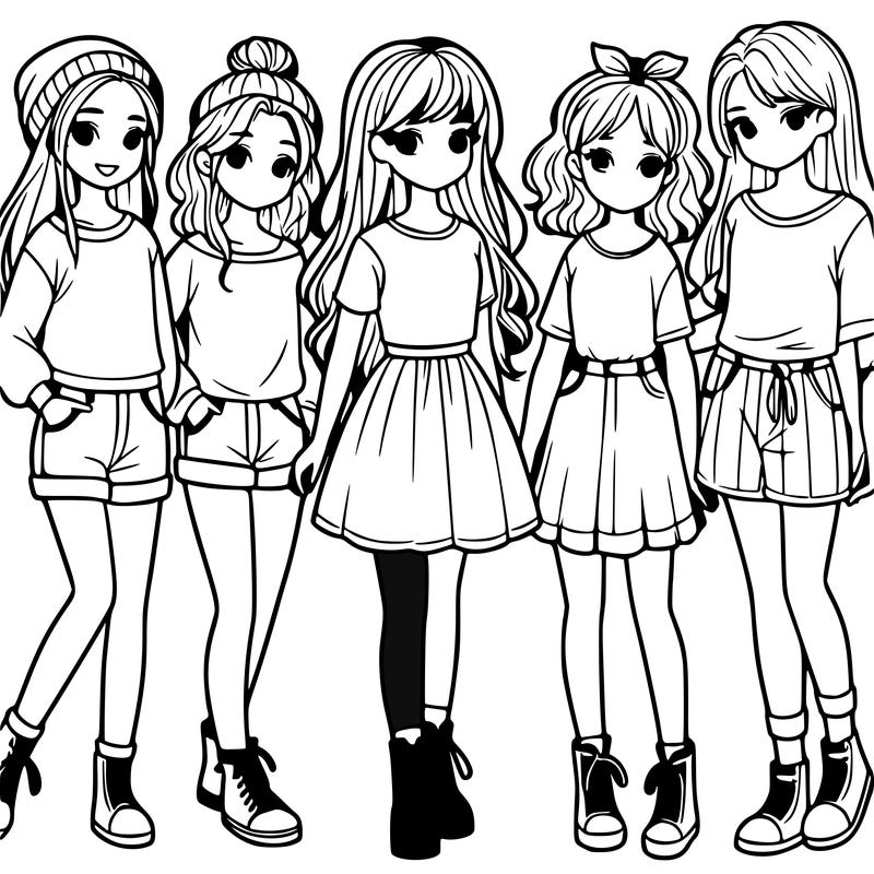 a group of five girls