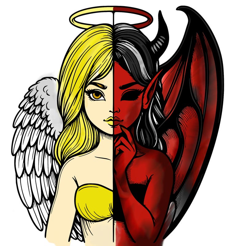 realistic angel half demon