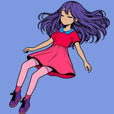 realistic girl floating