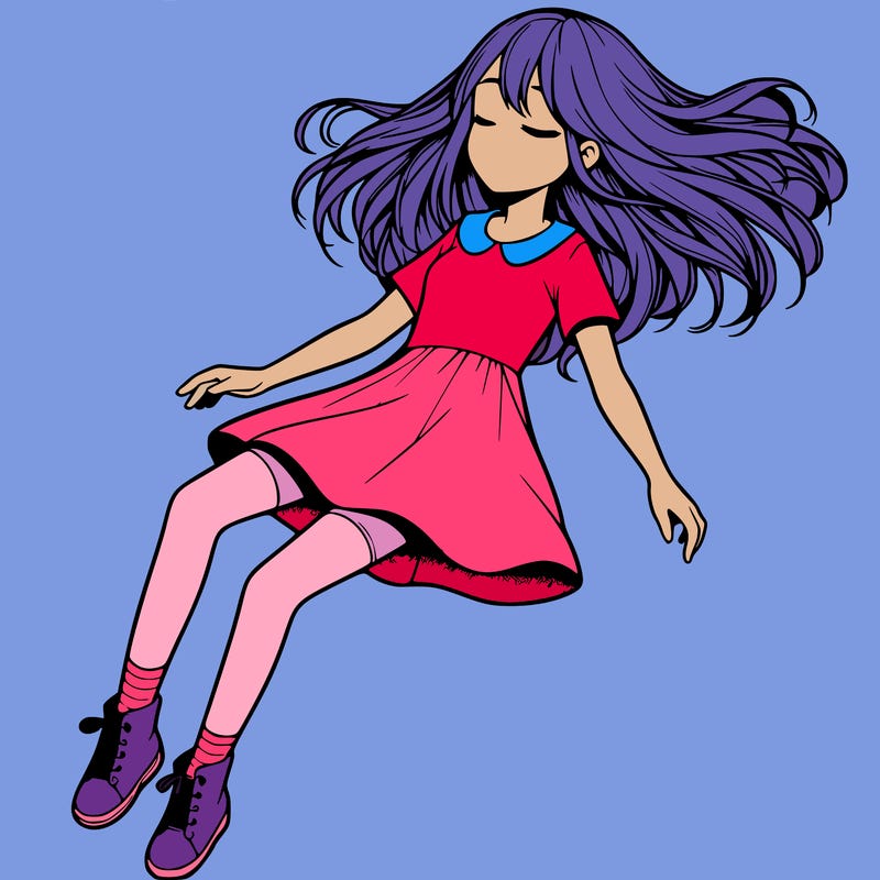 realistic girl floating