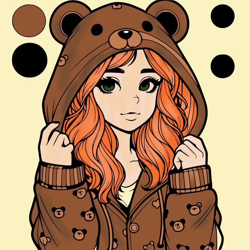 realistic girl in a animal pjs hoodie