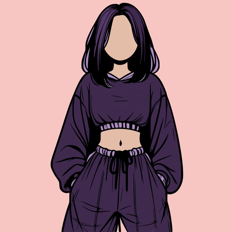 realistic girl faceless with baggy pants and a crop top