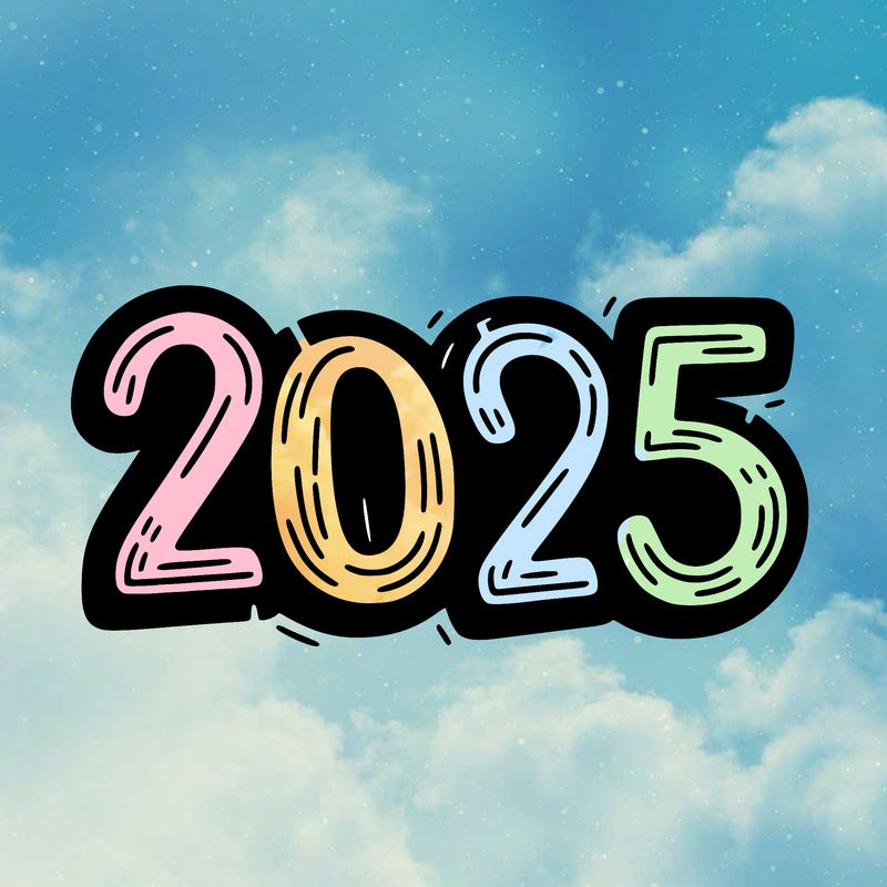 one line scrawled numbers sketch design “2025”