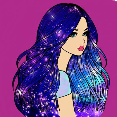 realistic girl with long realistic hair