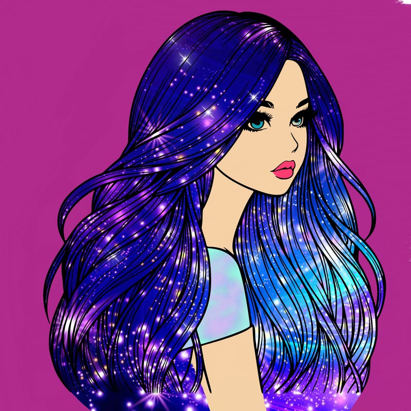 realistic girl with long realistic hair