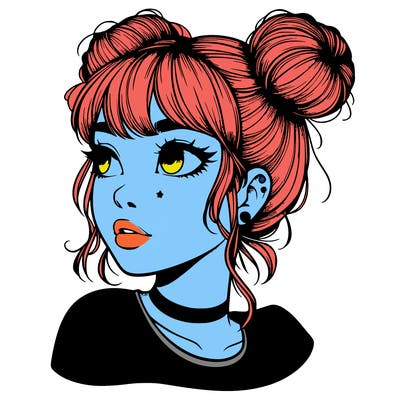 realistic girl with spacebuns