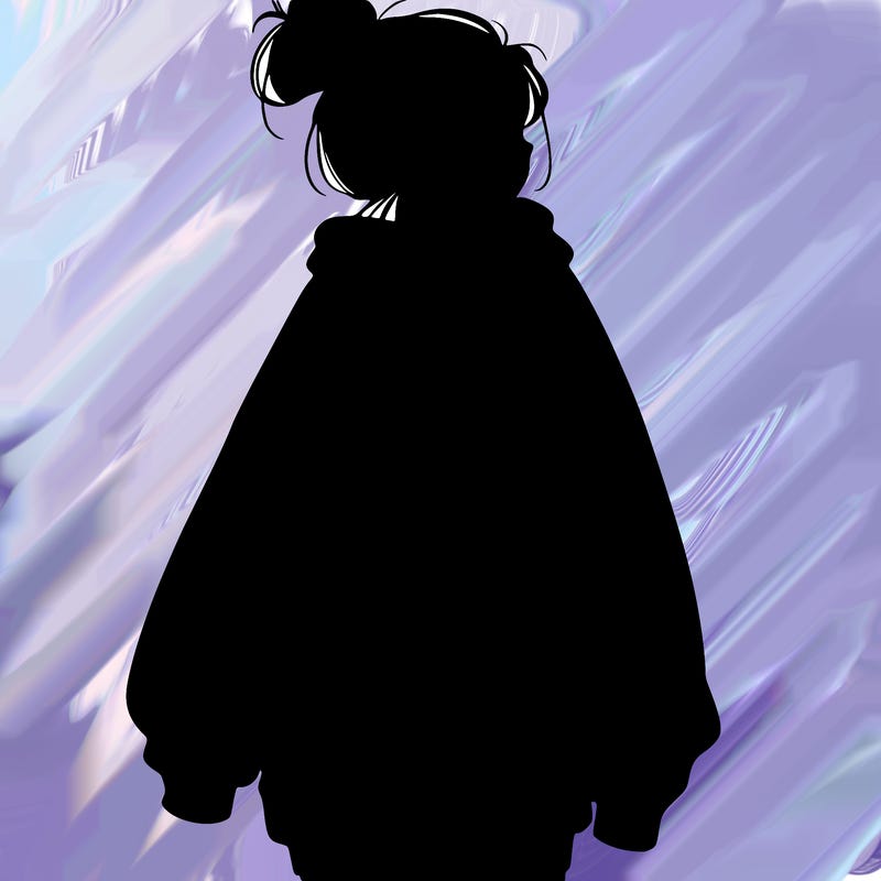 realistic girl with a oversized sweatshirt on and a bun