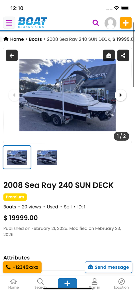 Boat Classifieds - A boat listing for a 2008 Sea Ray 240 Sun Deck on the Boat Classifieds mobile app.