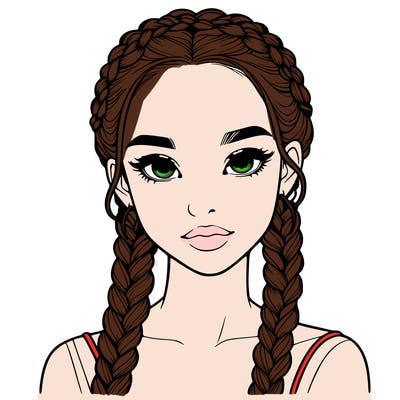 realistic girl with braids