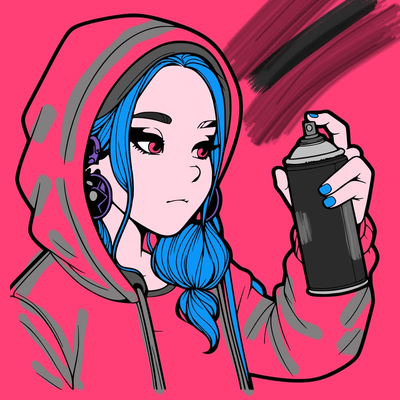 a realistic girl, spray painting