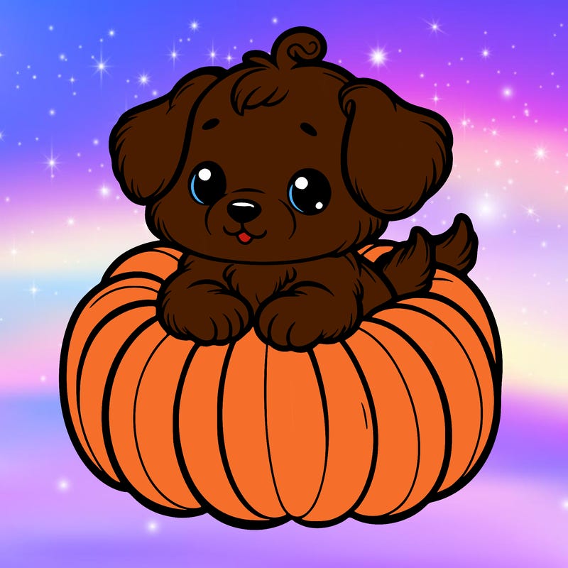 cute little puppy in a pumpkin