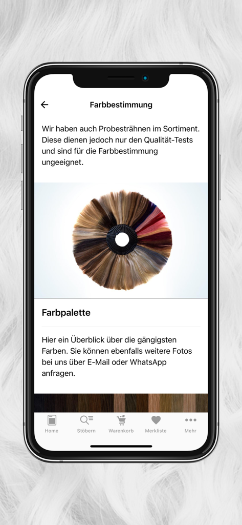 Global Extend / globalextend - Anillo de paleta de colores de extensiones de cabello en la aplicación móvil Global Extend