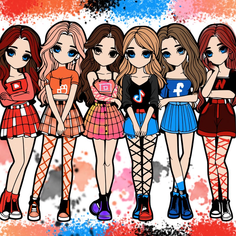 a group of girls realistic