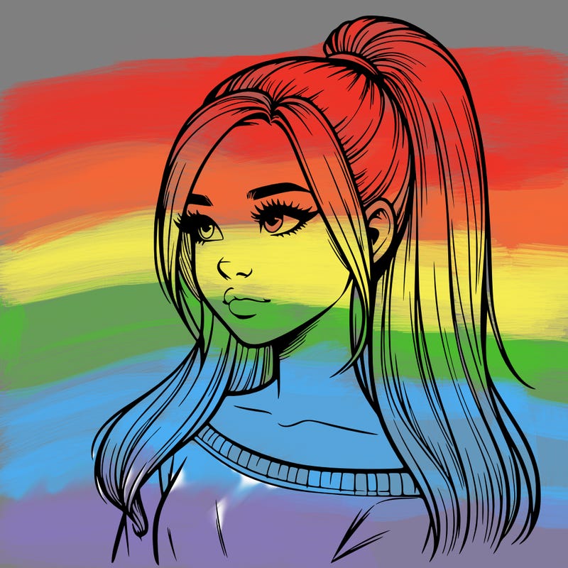 realistic girl with a high ponytail