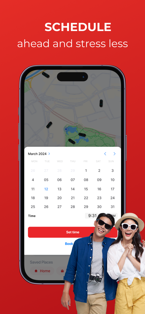 GOJO - Rides, Taxi & More - Pantalla de la aplicación GOJO para programar un viaje en taxi con anticipación en Jordania