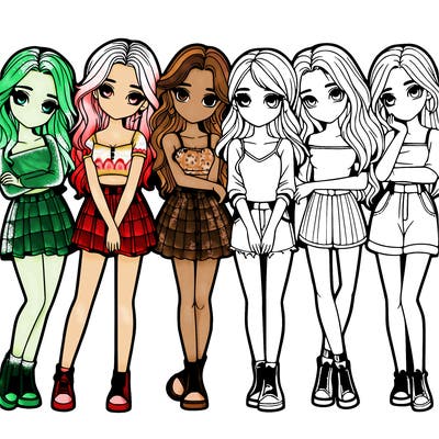 a group of girls realistic