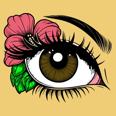 realistic eye with flower