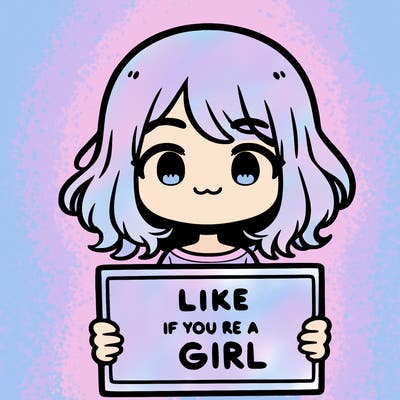 a cute girl holding a sign that says like if you’re a girl
