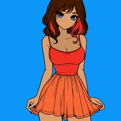 realistic girl in short dress