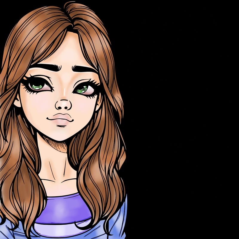 realistic girl with both eyes squinting