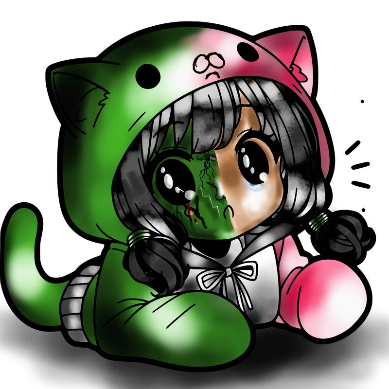 cute anime girl in cat hoodie