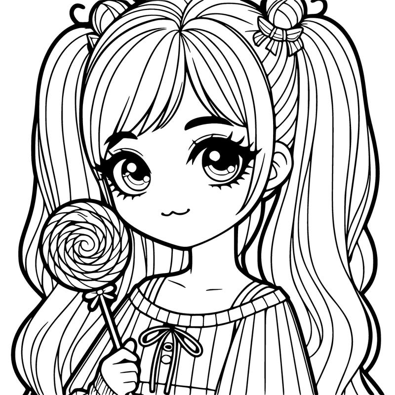 girl  with a lollipop realistic