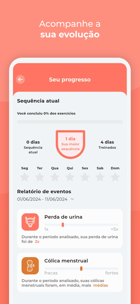 Aperta e Solta - Progress tracking dashboard of Aperta e Solta app showing training history and health reports.