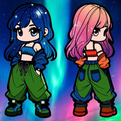 girl in crop top and baggy pants